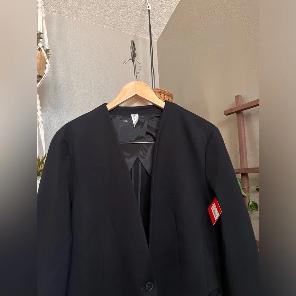 ▪️Spanx The Perfect Collarless Blazer Black Ponte Knit One Button NWT - Picture 11 of 13